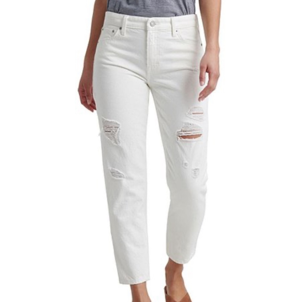Lucky Brand White Distressed Cropped Jeans